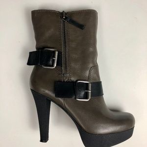 Nine West Ankle Booties Platform Heel Brown Sz 6.5